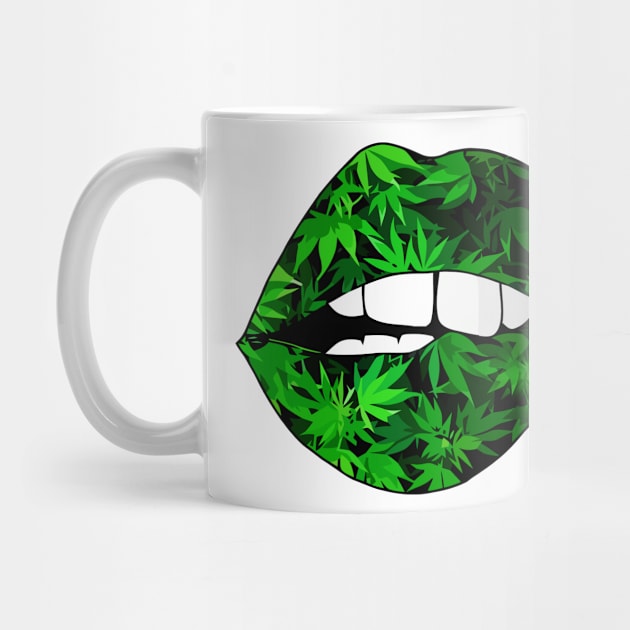 Funny Sexy Lips Cannabis Marijuana by Teeeshirt